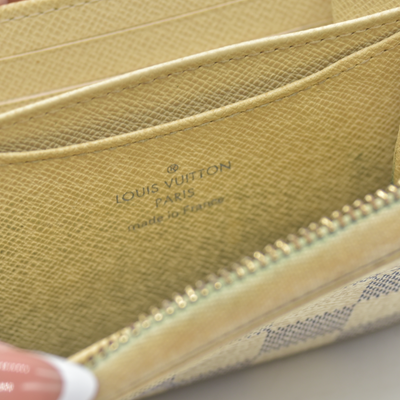 $560 2012 Louis Vuitton Damier Azur Zippy Zip Coin Purse Wallet White SN1192
