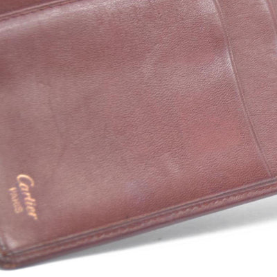Must de Cartier Leather Bifold Long Wallet Bordeaux