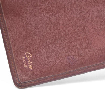 Must de Cartier Leather Bifold Long Wallet Bordeaux