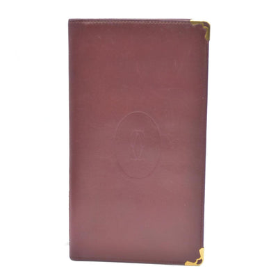 Must de Cartier Leather Long Bifold Wallet Bordeaux