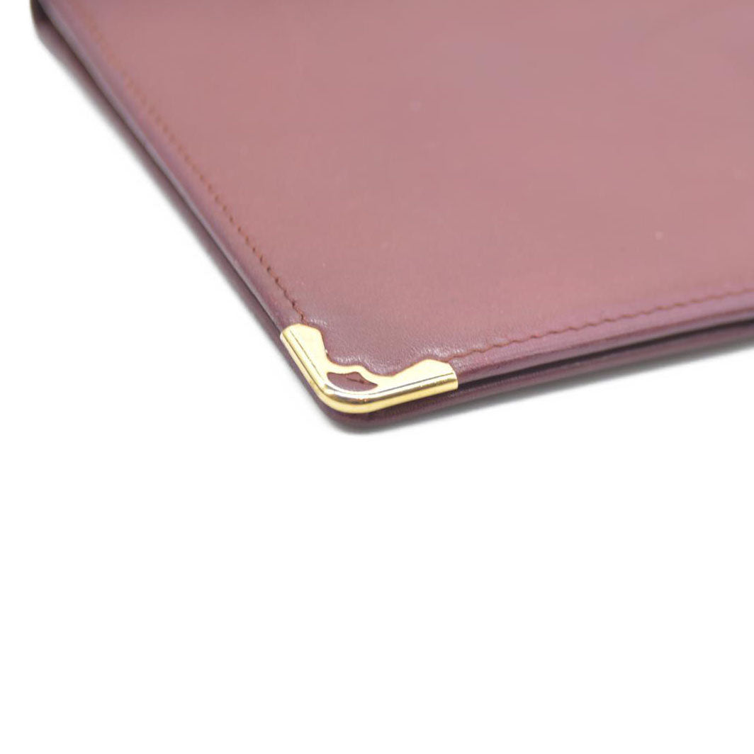 Must de Cartier Leather Long Bifold Wallet Bordeaux