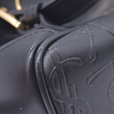 $2150 Yves Saint Laurent Cassandra Embossed Leather Backpack Black