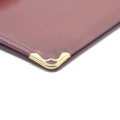 Must de Cartier Leather Long Bifold Wallet Bordeaux