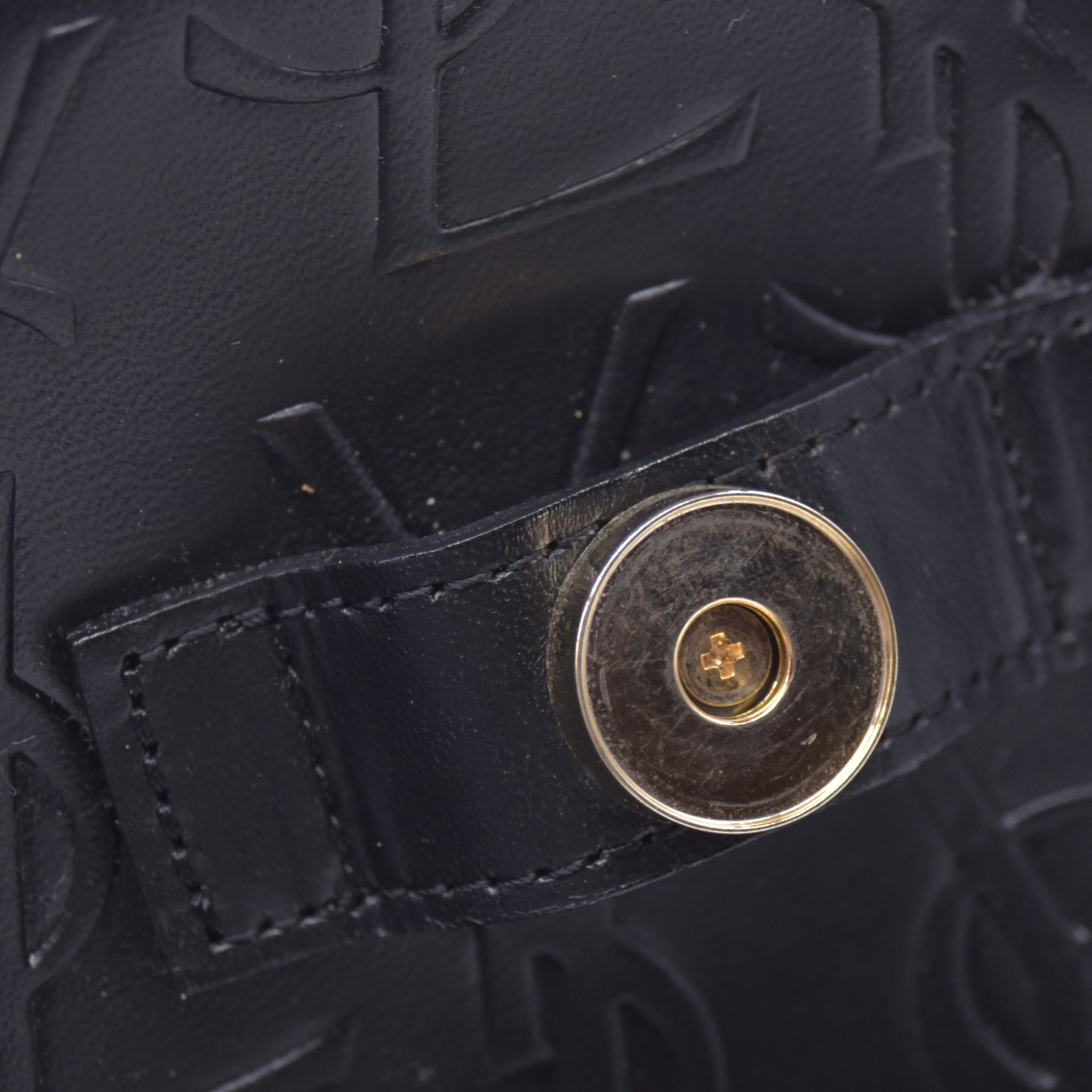 $2150 Yves Saint Laurent Cassandra Embossed Leather Backpack Black