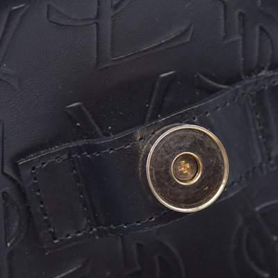 $2150 Yves Saint Laurent Cassandra Embossed Leather Backpack Black
