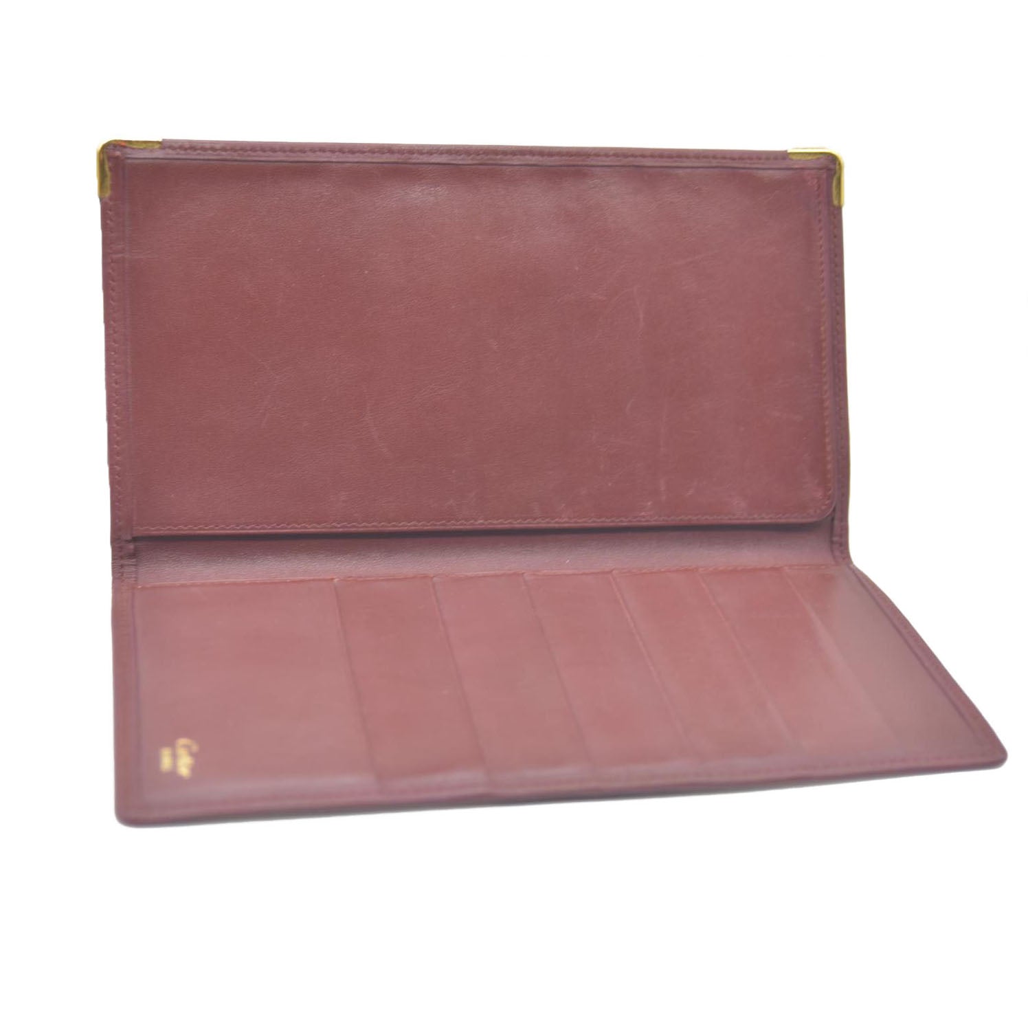 Must de Cartier Leather Long Bifold Wallet Bordeaux