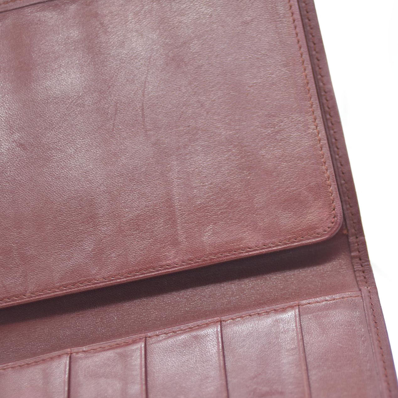 Must de Cartier Leather Long Bifold Wallet Bordeaux