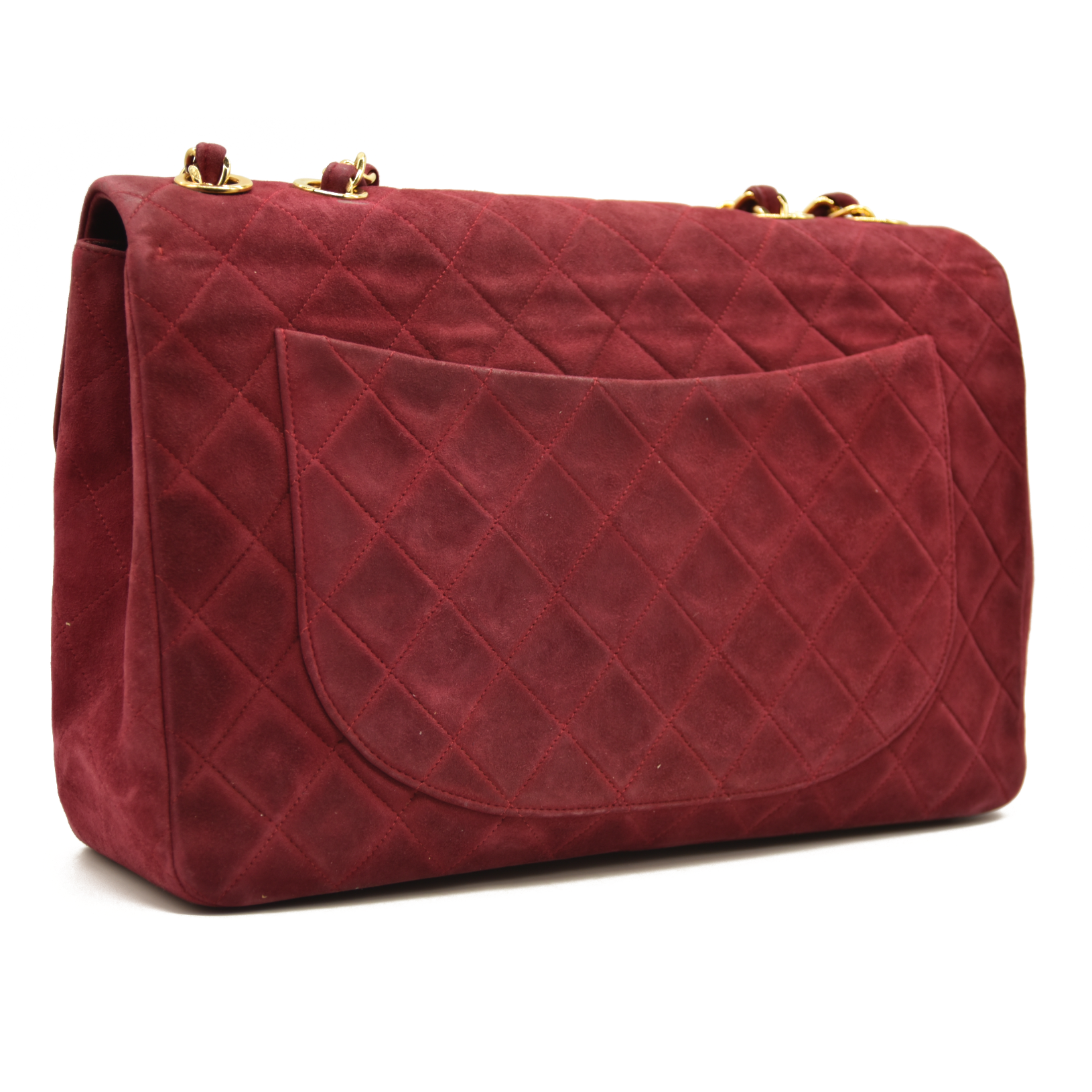 $7500 Chanel Suede Quilted Jumbo XL Single Flap Red CONSIGNMENT