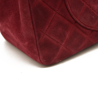 $7500 Chanel Suede Quilted Jumbo XL Single Flap Red CONSIGNMENT
