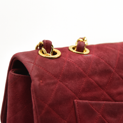 $7500 Chanel Suede Quilted Jumbo XL Single Flap Red CONSIGNMENT