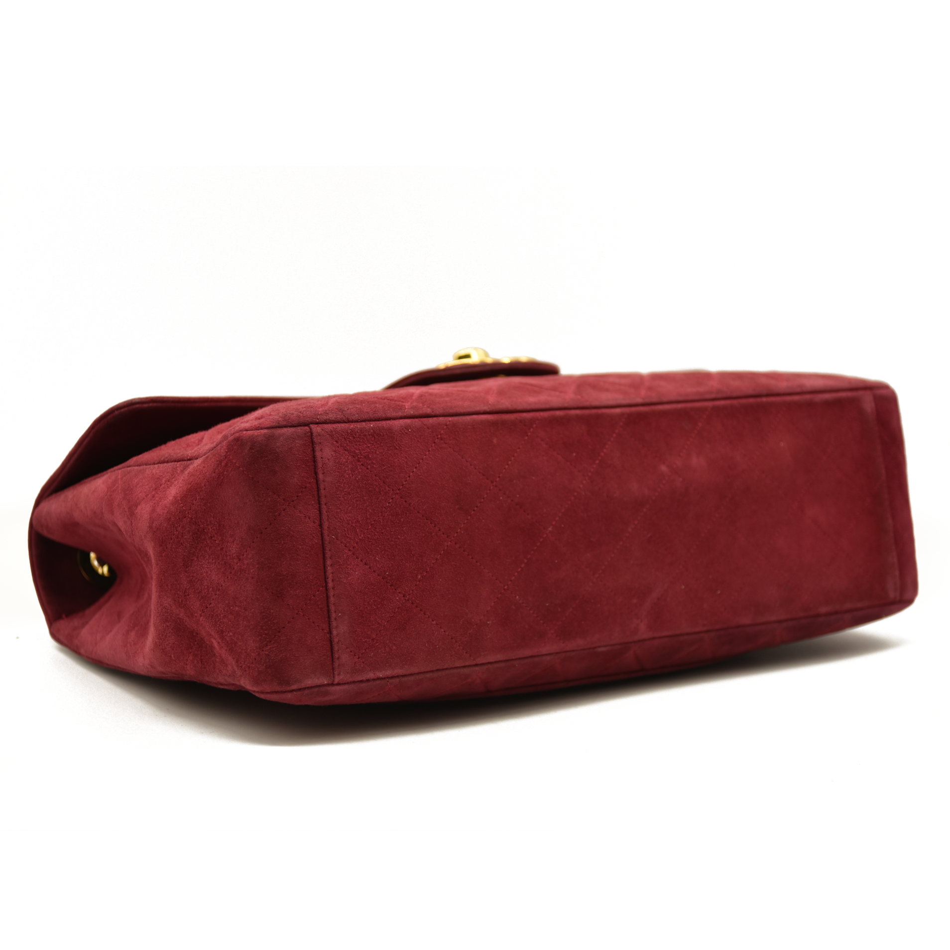 $7500 Chanel Suede Quilted Jumbo XL Single Flap Red CONSIGNMENT