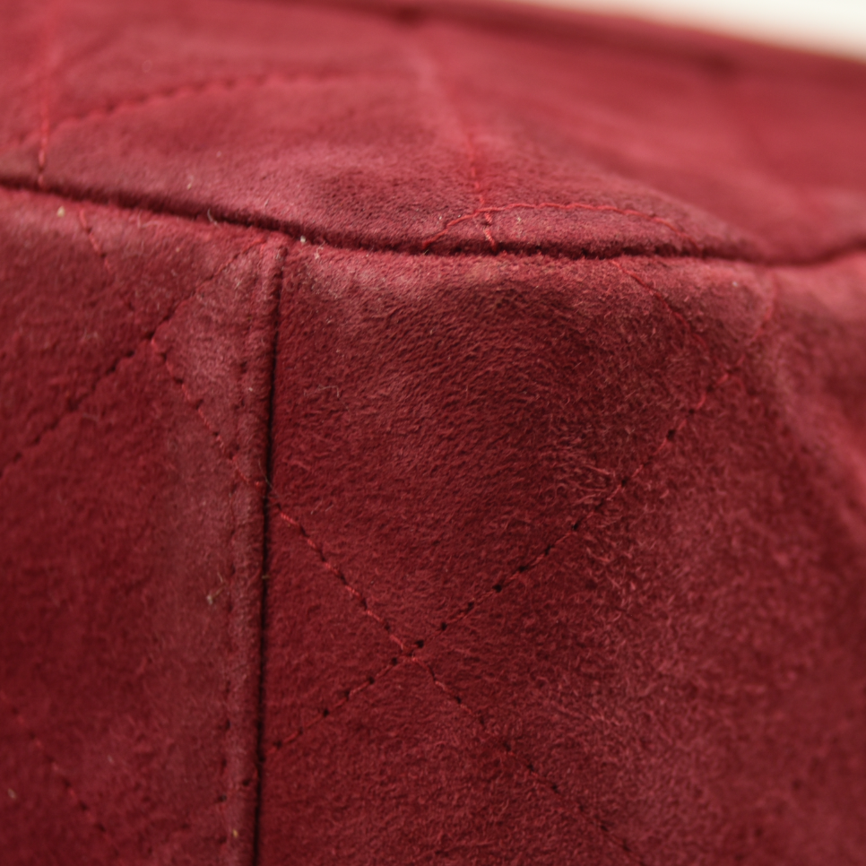 $7500 Chanel Suede Quilted Jumbo XL Single Flap Red CONSIGNMENT