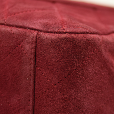 $7500 Chanel Suede Quilted Jumbo XL Single Flap Red CONSIGNMENT