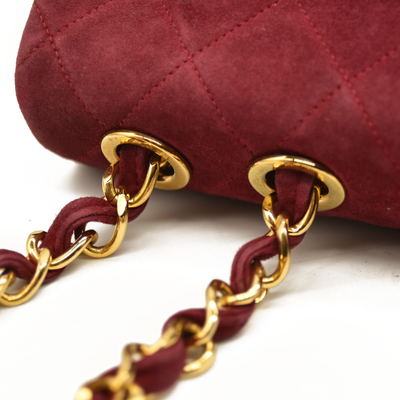 $7500 Chanel Suede Quilted Jumbo XL Single Flap Red CONSIGNMENT