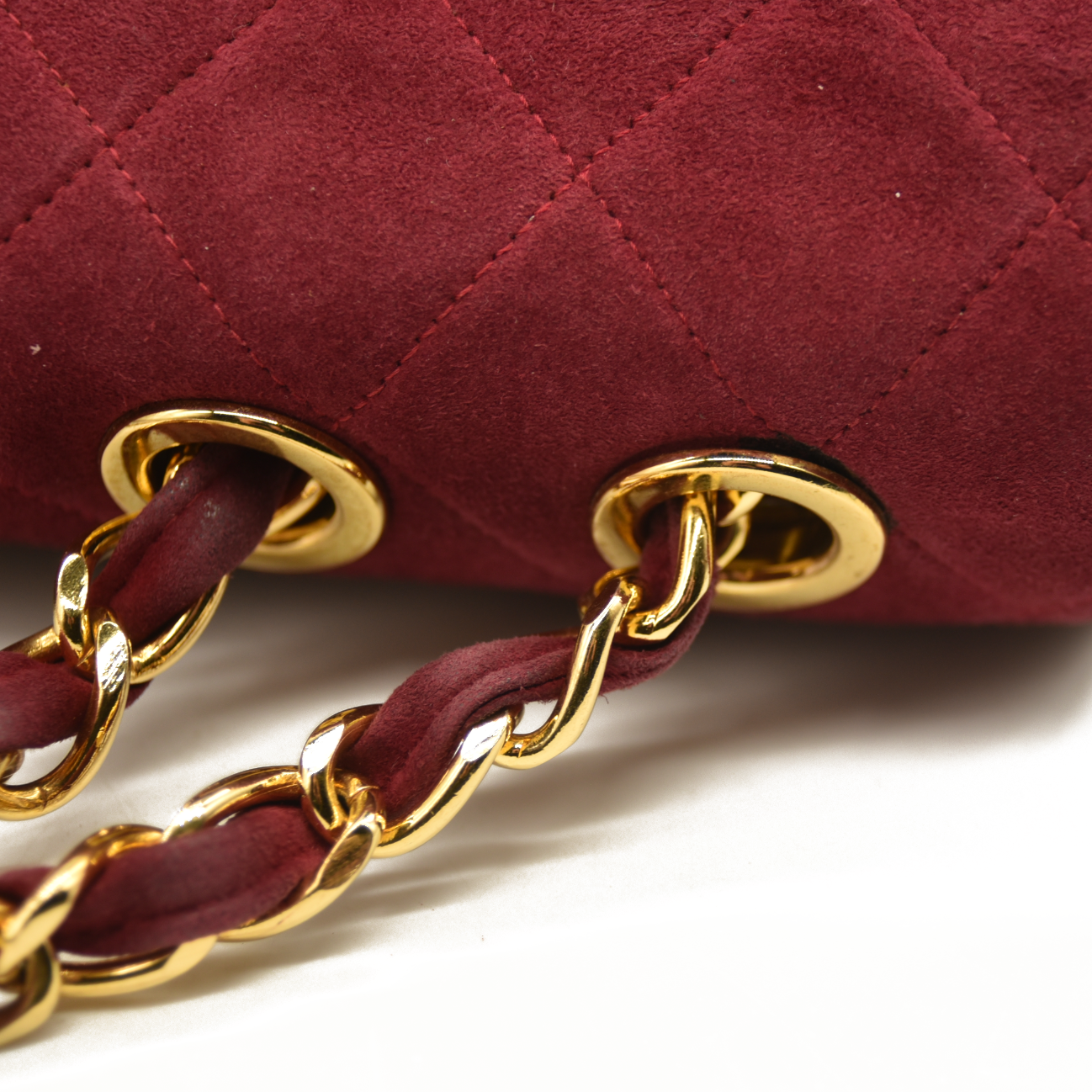 $7500 Chanel Suede Quilted Jumbo XL Single Flap Red CONSIGNMENT