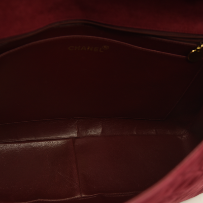 $7500 Chanel Suede Quilted Jumbo XL Single Flap Red CONSIGNMENT