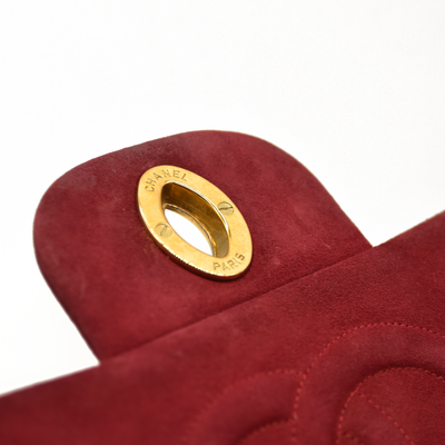 $7500 Chanel Suede Quilted Jumbo XL Single Flap Red CONSIGNMENT