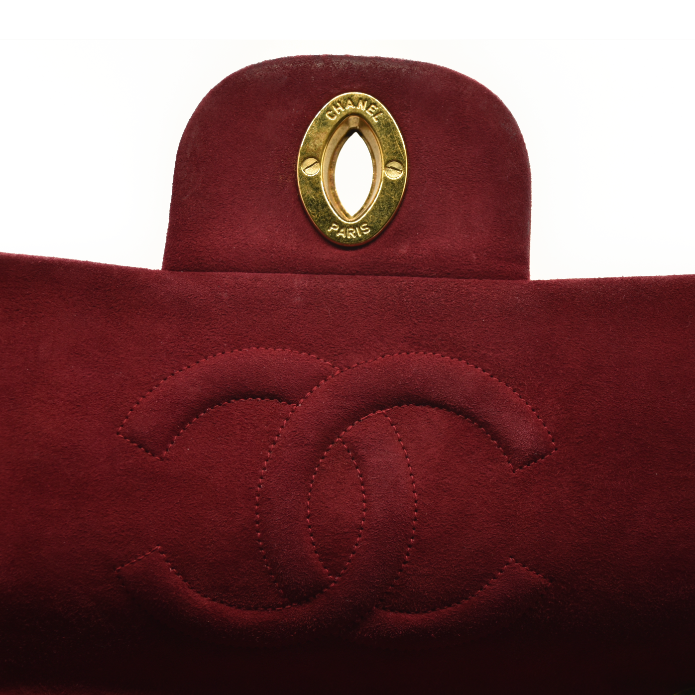 $7500 Chanel Suede Quilted Jumbo XL Single Flap Red CONSIGNMENT