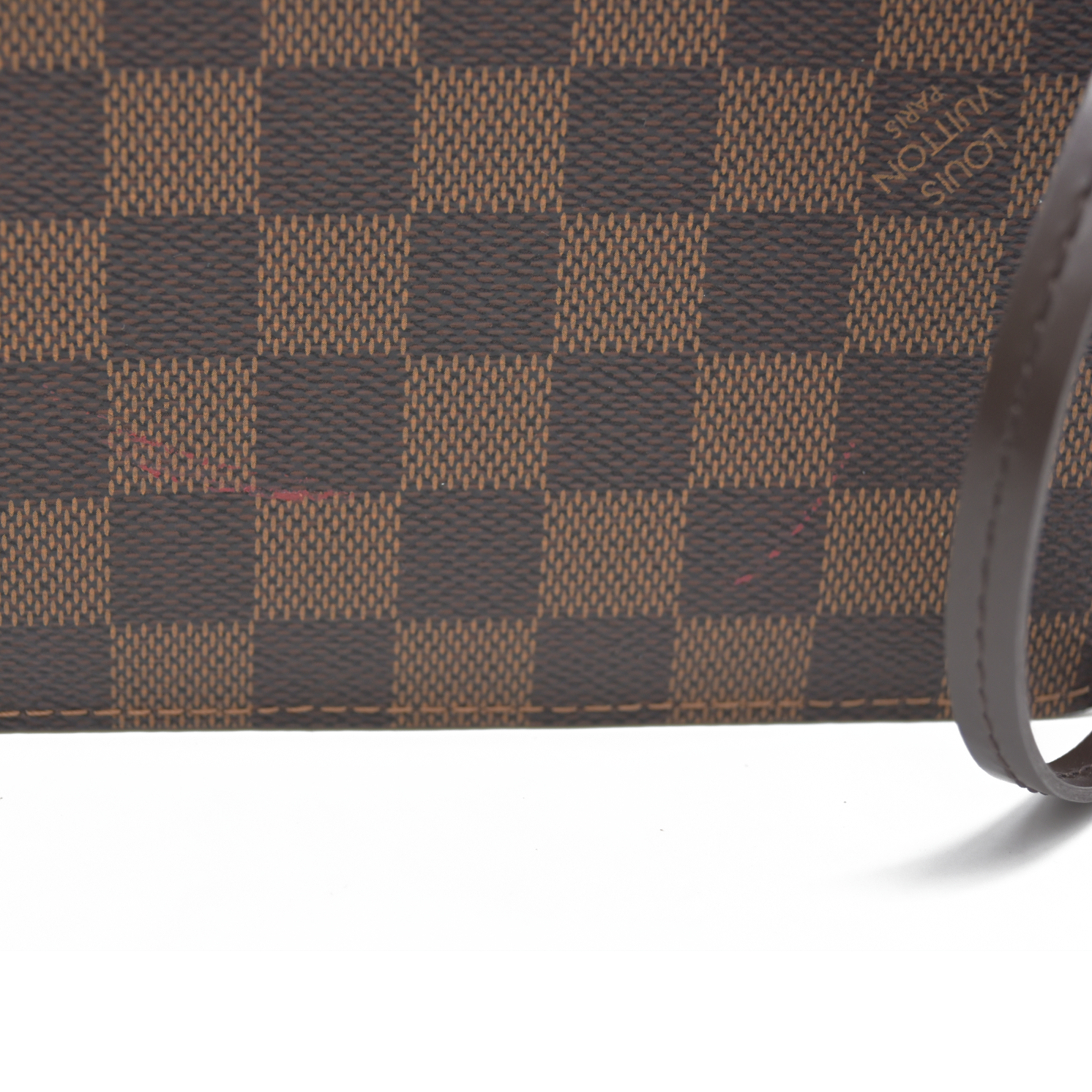 Louis Vuitton  Damier Ebene Neverfull MM Pochette Rose Ballerine Wristlet AR4186