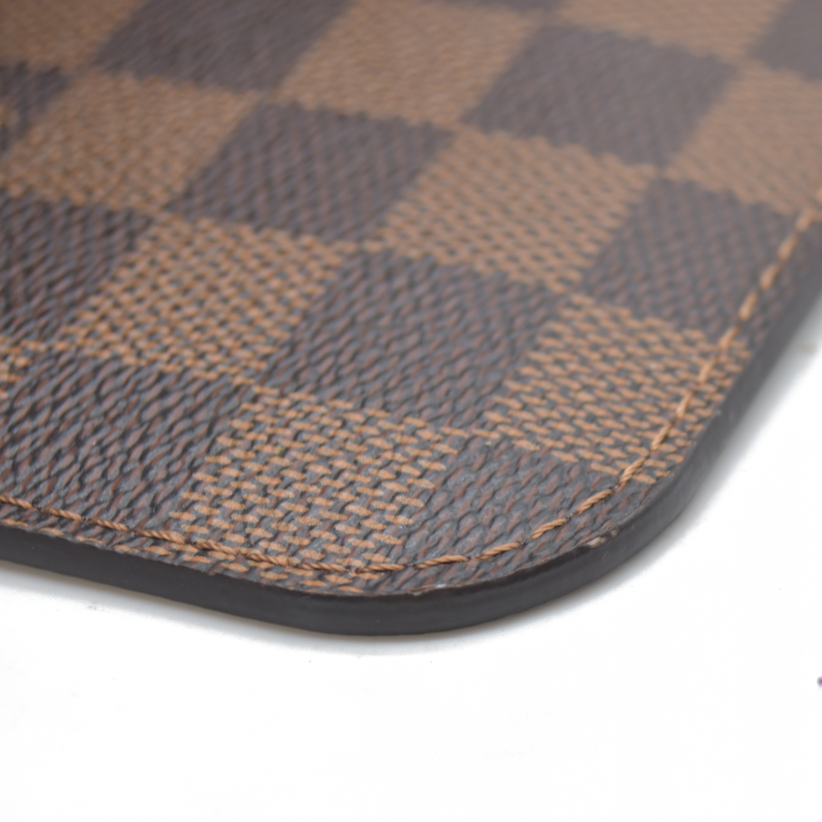 Louis Vuitton  Damier Ebene Neverfull MM Pochette Rose Ballerine Wristlet AR4186