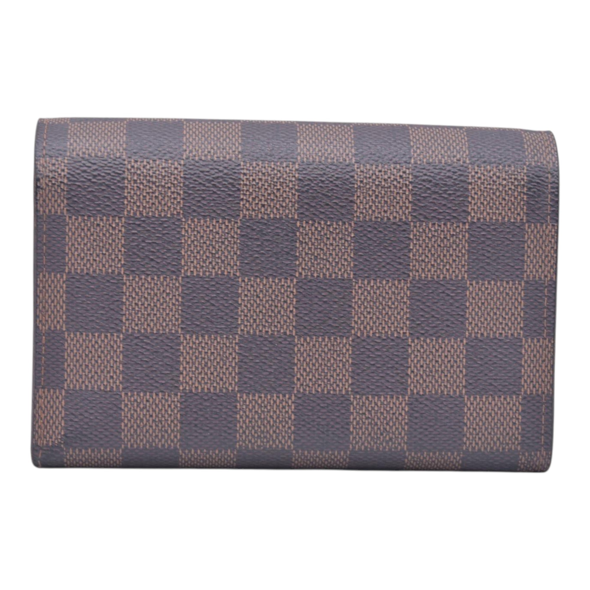 $680 LOUIS VUITTON Damier Ebene Portefeuille Trevi Compact Wallet Brown CONSIGNMENT 10021510