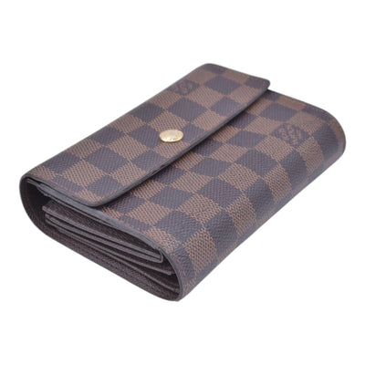 $680 LOUIS VUITTON Damier Ebene Portefeuille Trevi Compact Wallet Brown CONSIGNMENT 10021510