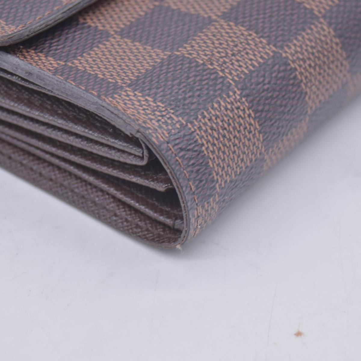 $680 LOUIS VUITTON Damier Ebene Portefeuille Trevi Compact Wallet Brown CONSIGNMENT 10021510
