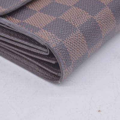$680 LOUIS VUITTON Damier Ebene Portefeuille Trevi Compact Wallet Brown CONSIGNMENT 10021510