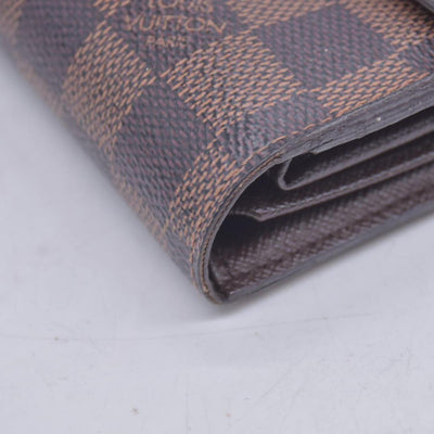 $680 LOUIS VUITTON Damier Ebene Portefeuille Trevi Compact Wallet Brown CONSIGNMENT 10021510