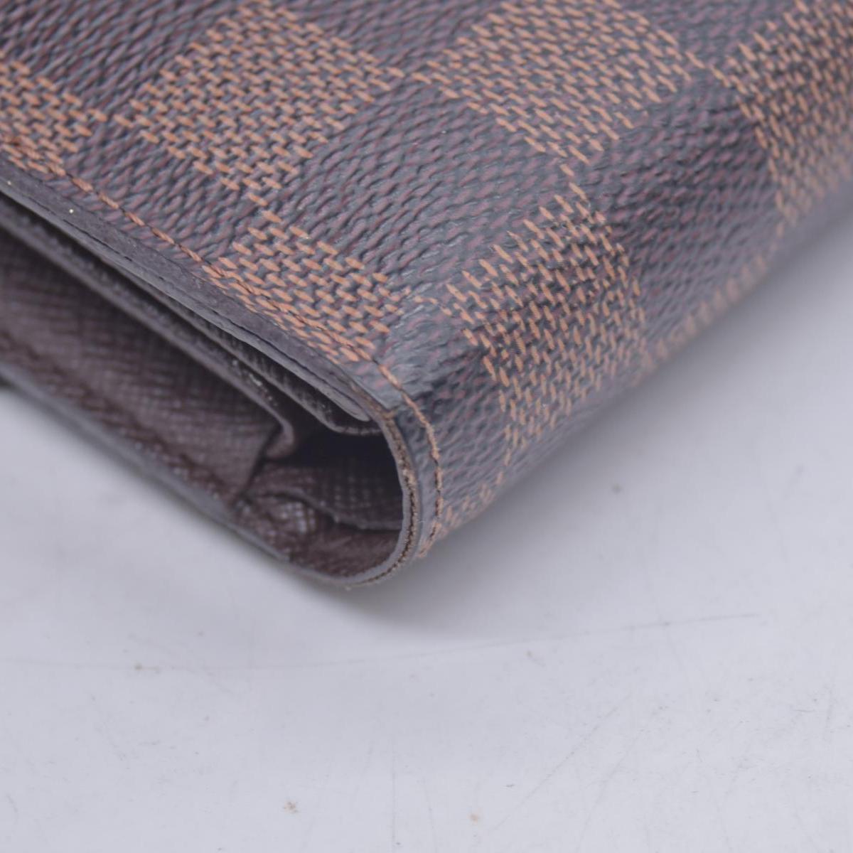 $680 LOUIS VUITTON Damier Ebene Portefeuille Trevi Compact Wallet Brown CONSIGNMENT 10021510