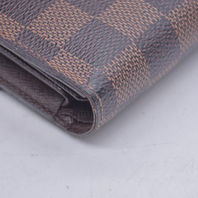 $680 LOUIS VUITTON Damier Ebene Portefeuille Trevi Compact Wallet Brown CONSIGNMENT 10021510