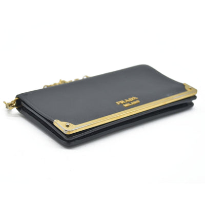 AUCTION $1450 Prada Saffiano Mini Cahier Crossbody Bag Black