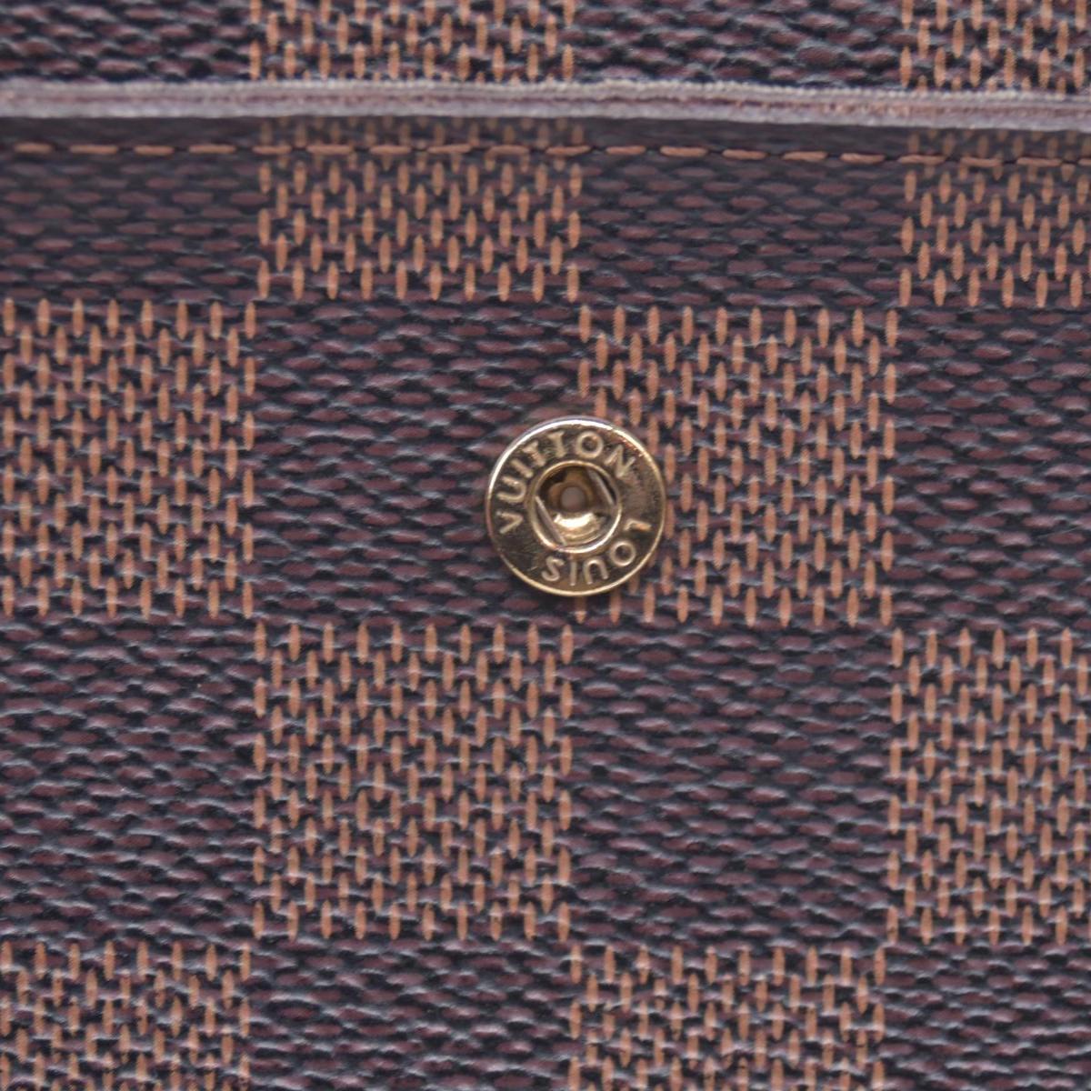 $680 LOUIS VUITTON Damier Ebene Portefeuille Trevi Compact Wallet Brown CONSIGNMENT 10021510