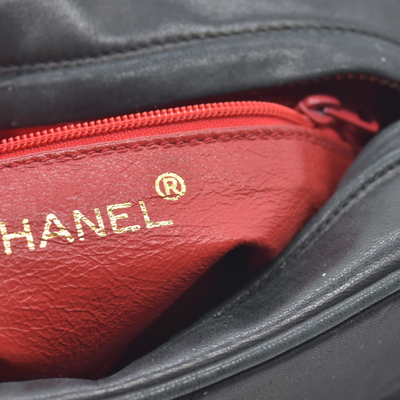 Chanel Chanel Vintage Black Quilted Satin CC Tassel Shoulder Bag