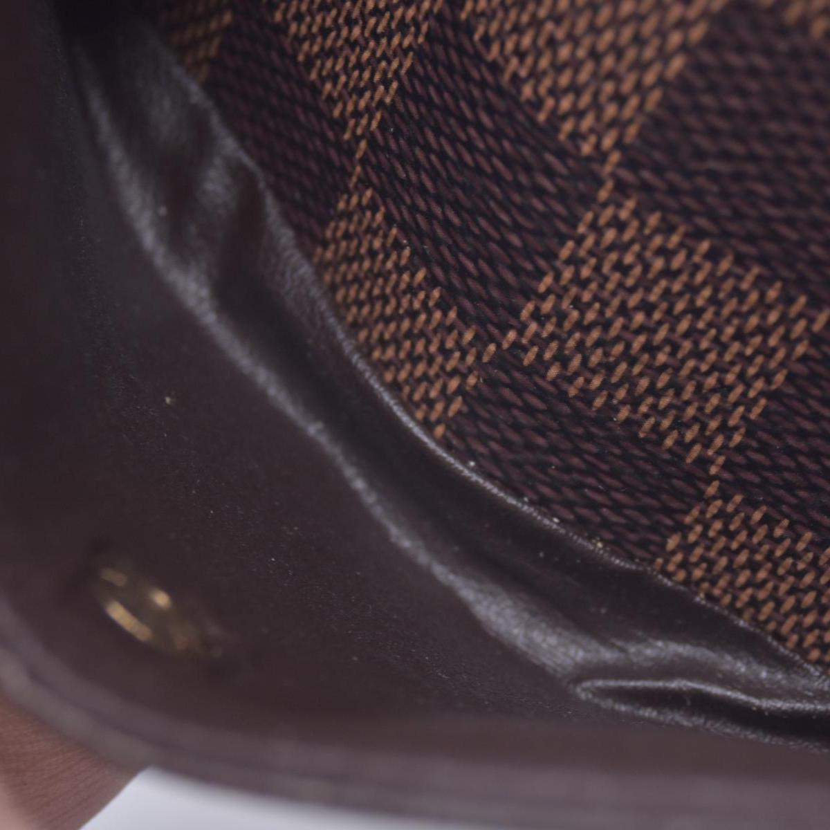 $680 LOUIS VUITTON Damier Ebene Portefeuille Trevi Compact Wallet Brown CONSIGNMENT 10021510