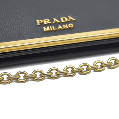 AUCTION $1450 Prada Saffiano Mini Cahier Crossbody Bag Black