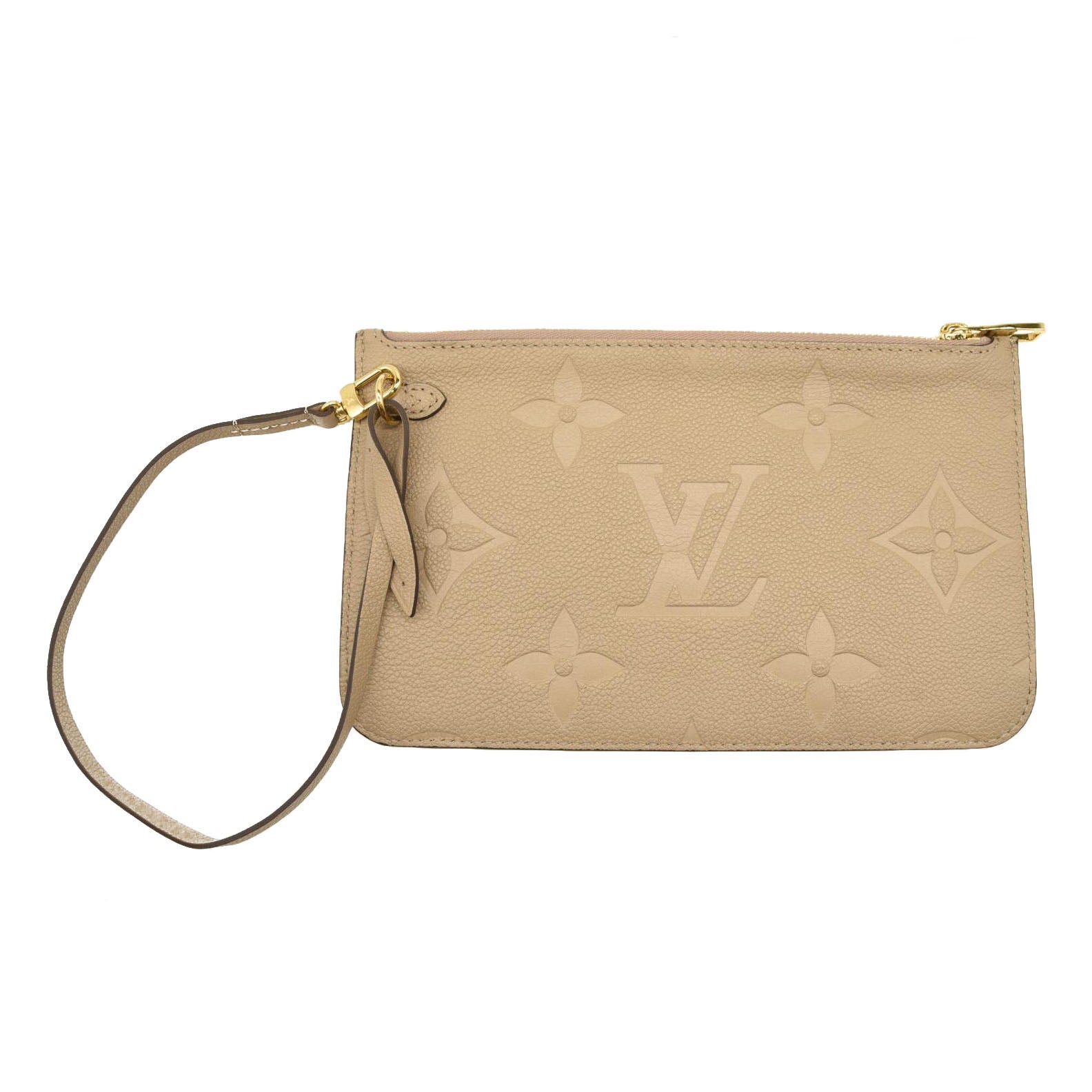LOUIS VUITTON Empreinte Monogram Giant Neverfull MM Pochette Tourterelle