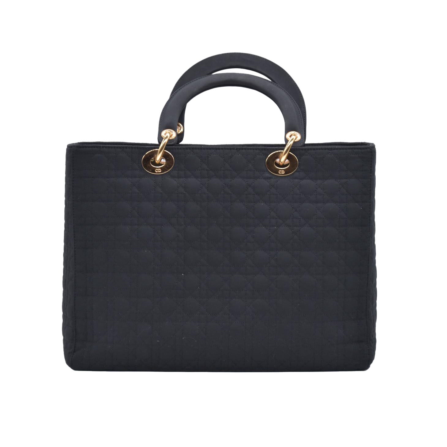 $4900 Christian Dior Nylon Cannage Large Lady Dior Black CONSIGNMENT