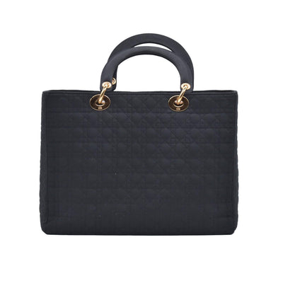 $4900 Christian Dior Nylon Cannage Large Lady Dior Black CONSIGNMENT