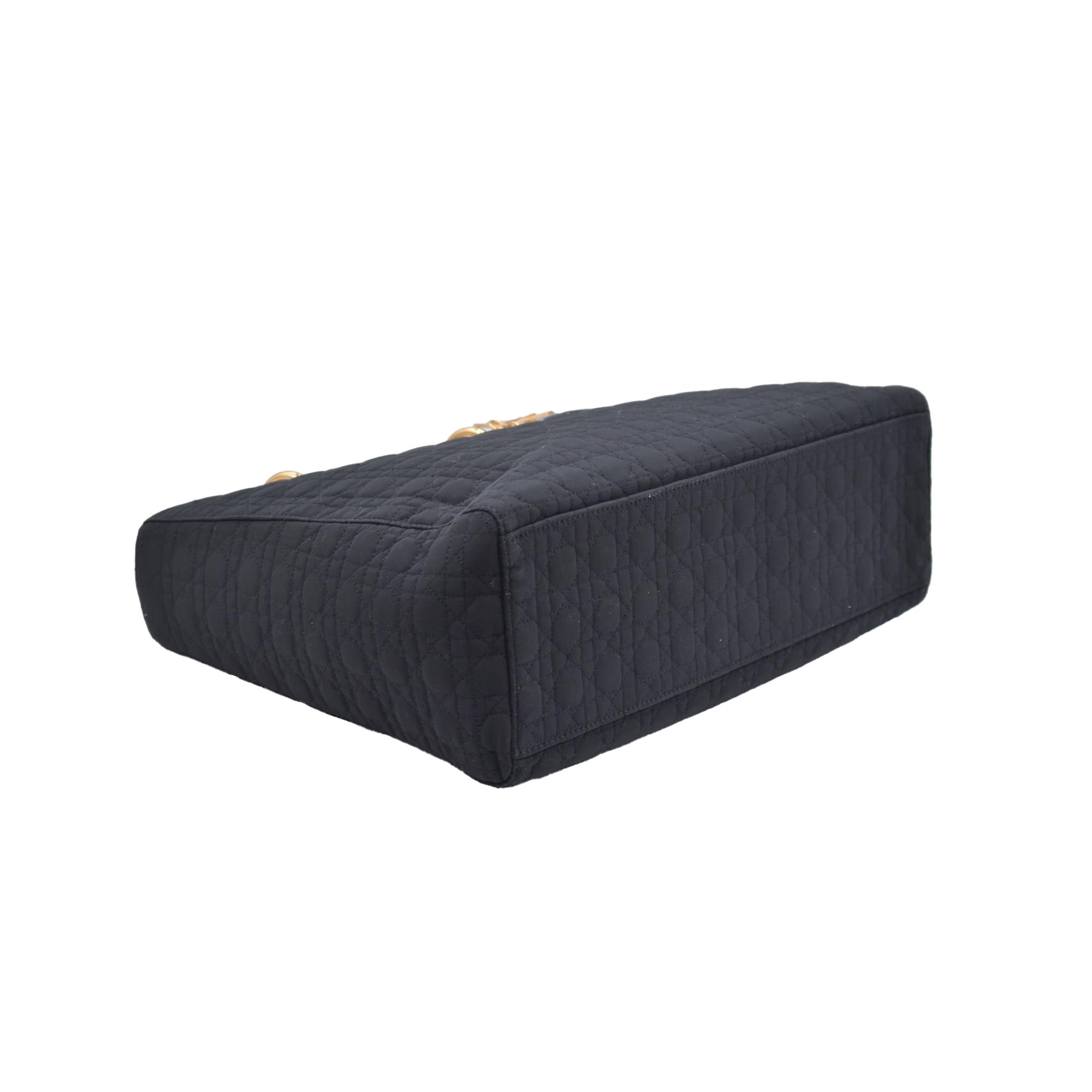 $4900 Christian Dior Nylon Cannage Large Lady Dior Black CONSIGNMENT