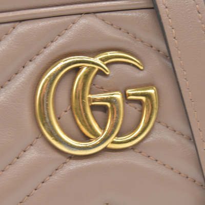 $1800 Gucci Calfskin Matelasse Mini GG Marmont Chain Shoulder Bag Porcelain Rose 10020035