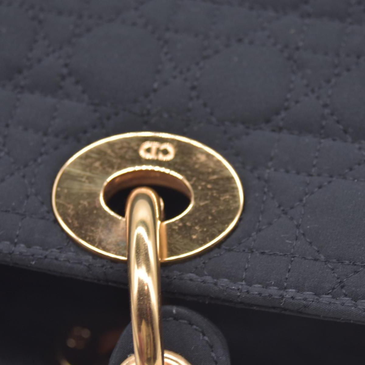 $4900 Christian Dior Nylon Cannage Large Lady Dior Black CONSIGNMENT