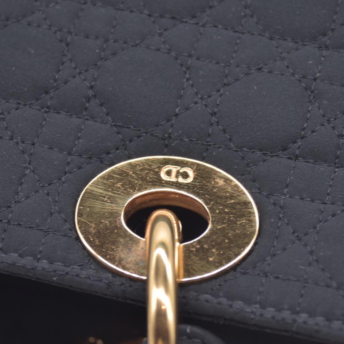 $4900 Christian Dior Nylon Cannage Large Lady Dior Black CONSIGNMENT