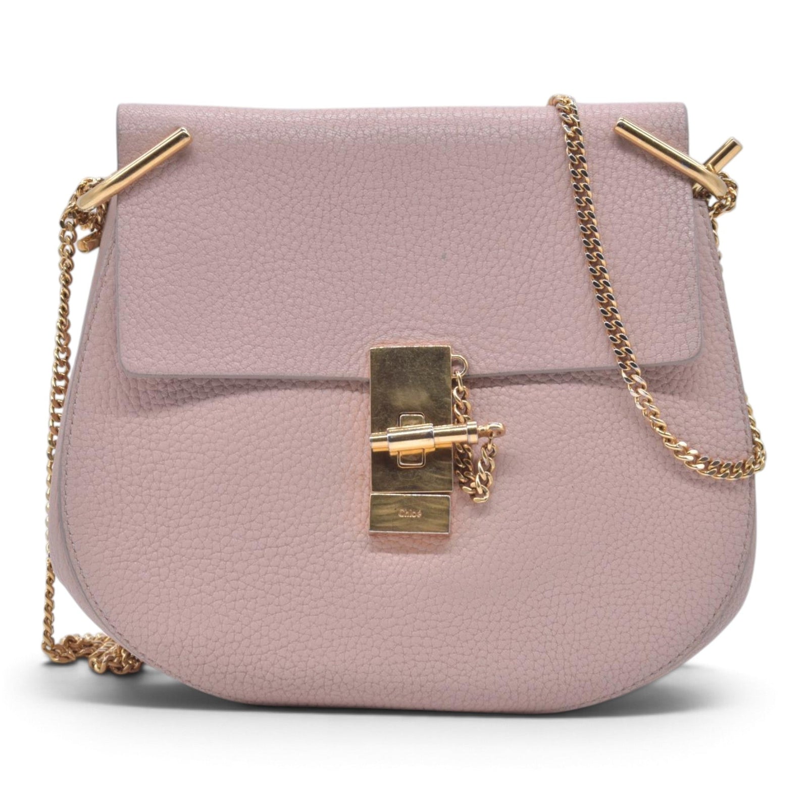 $1850 CHLOÉ Grainy Calfskin Small Drew Crossbody Shoulder Bag Pink CONSIGNMENT 10021507