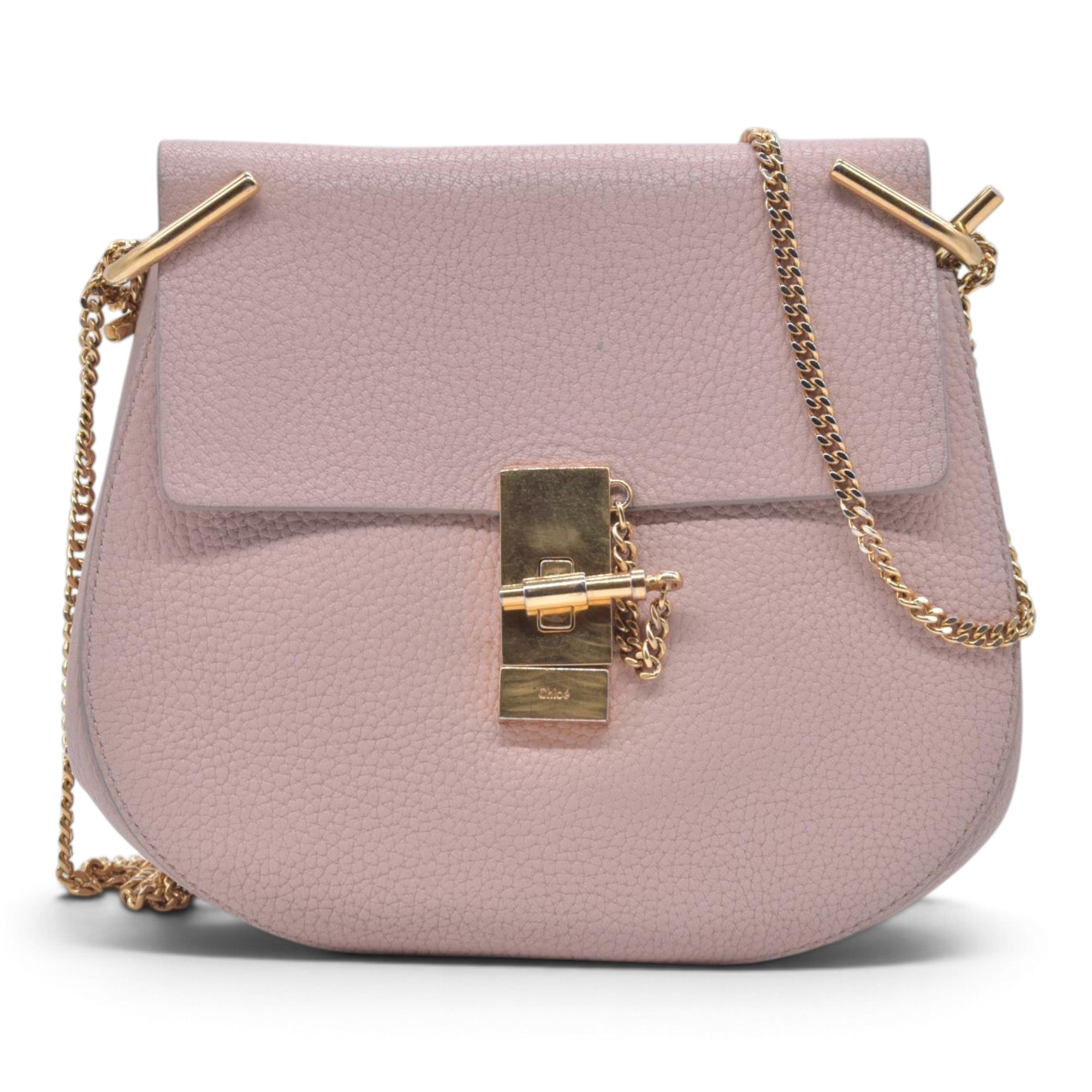 $1850 CHLOÉ Grainy Calfskin Small Drew Crossbody Shoulder Bag Pink CONSIGNMENT 10021507