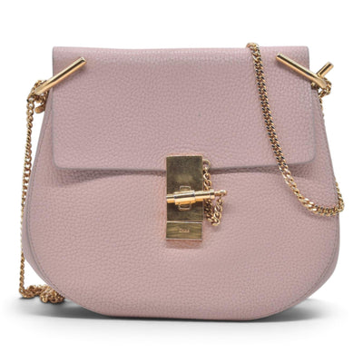 $1850 CHLOÉ Grainy Calfskin Small Drew Crossbody Shoulder Bag Pink CONSIGNMENT 10021507