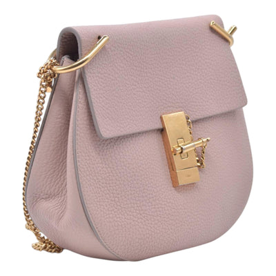 $1850 CHLOÉ Grainy Calfskin Small Drew Crossbody Shoulder Bag Pink CONSIGNMENT 10021507