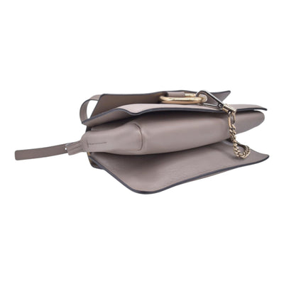 $1950CHLOE Faye Medium Suede Leather Shoulder Bag Taupe CONSIGNMENT 10021511