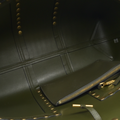 $448 Tory Burch T Studded Tote Olive Green