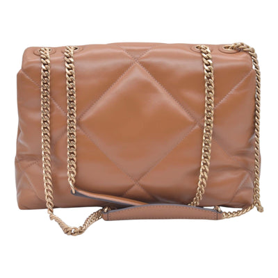 $528 TORY BURCH Fleming Soft Convertible Puffed Quilted Shoulder Bag Cognac Brown CONSIGNMENT 10021508